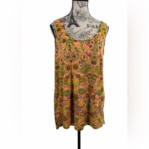 H&M Conscious Tropical Print Top Sleeveless Top -Multicolor- High Low Hem Size L